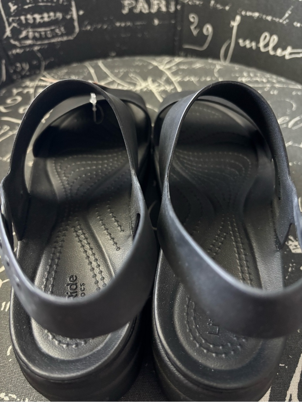 CROCS Women's Black Platform Double-Strap Sandal - Picture 6 of 7